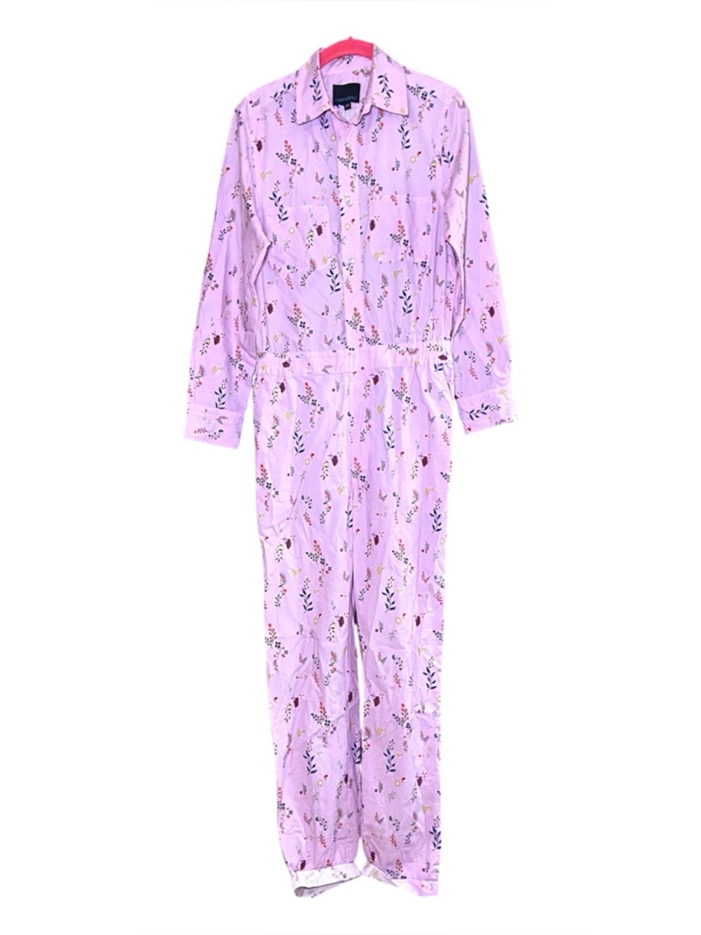 Cynthia Rowley Harley Jumpsuit Size XS Pink Cotton Lilac Floral Pearl Snaps - Picture 3 of 7